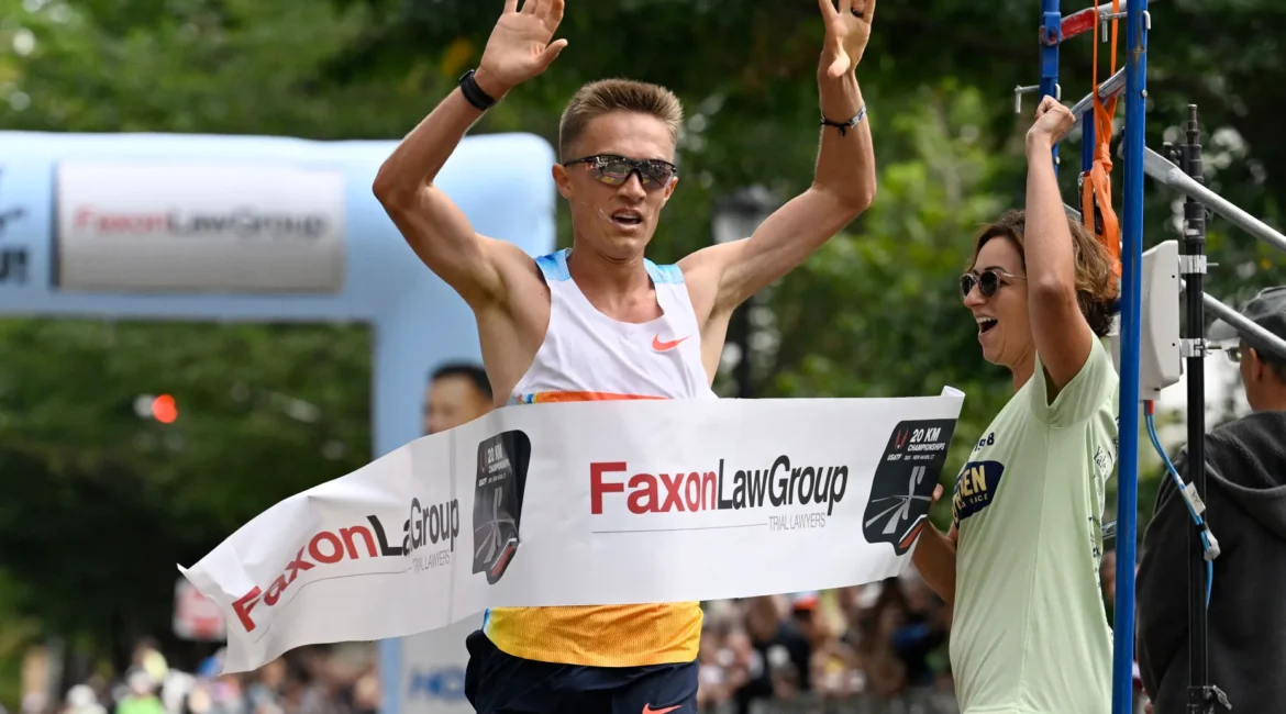 Connor Mantz shatters American 20k course record in the Faxon law New Haven Road Race